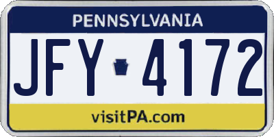 PA license plate JFY4172