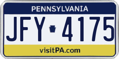 PA license plate JFY4175