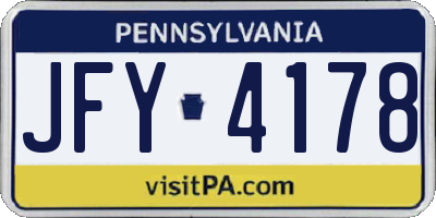 PA license plate JFY4178