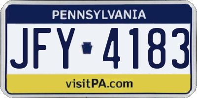 PA license plate JFY4183