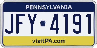 PA license plate JFY4191