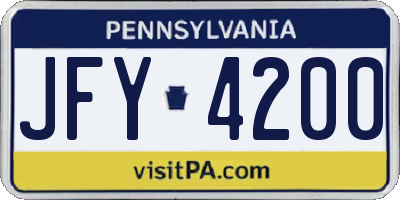 PA license plate JFY4200