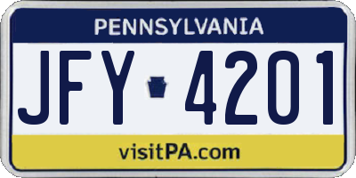 PA license plate JFY4201
