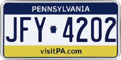 PA license plate JFY4202