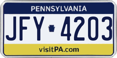PA license plate JFY4203