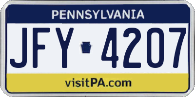 PA license plate JFY4207