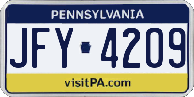 PA license plate JFY4209