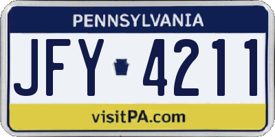 PA license plate JFY4211