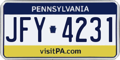 PA license plate JFY4231