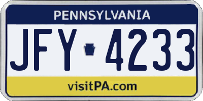 PA license plate JFY4233