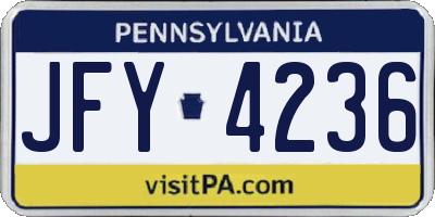 PA license plate JFY4236