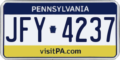 PA license plate JFY4237