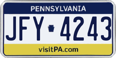 PA license plate JFY4243
