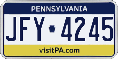 PA license plate JFY4245