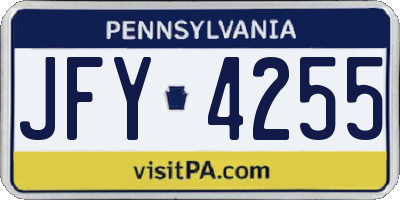 PA license plate JFY4255