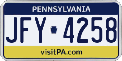 PA license plate JFY4258