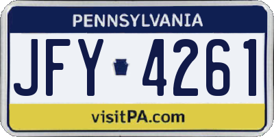 PA license plate JFY4261
