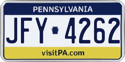 PA license plate JFY4262