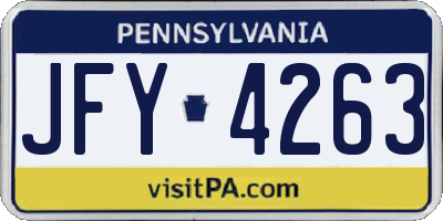 PA license plate JFY4263