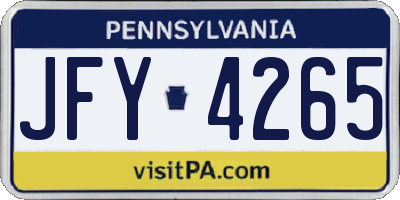 PA license plate JFY4265