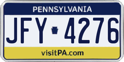 PA license plate JFY4276