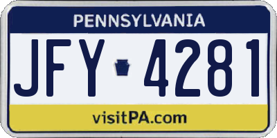 PA license plate JFY4281