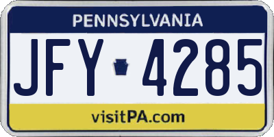 PA license plate JFY4285