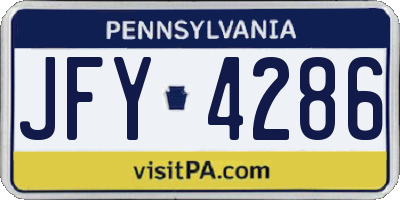 PA license plate JFY4286