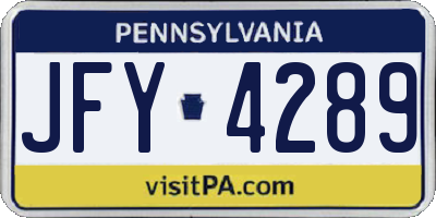 PA license plate JFY4289