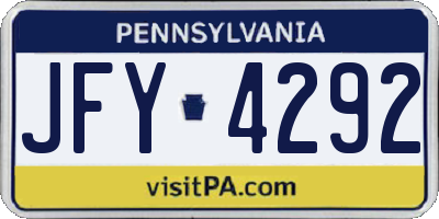 PA license plate JFY4292