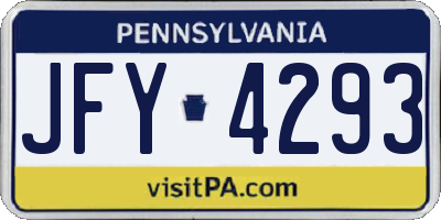 PA license plate JFY4293