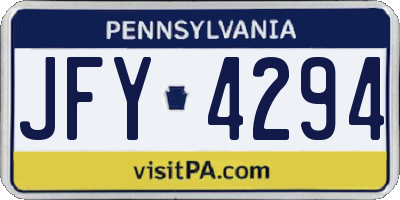 PA license plate JFY4294