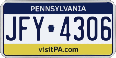 PA license plate JFY4306