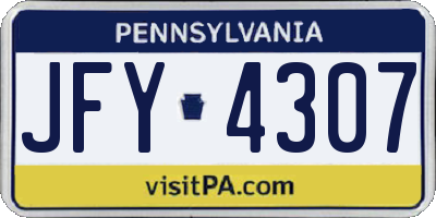 PA license plate JFY4307