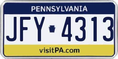 PA license plate JFY4313