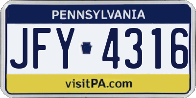 PA license plate JFY4316
