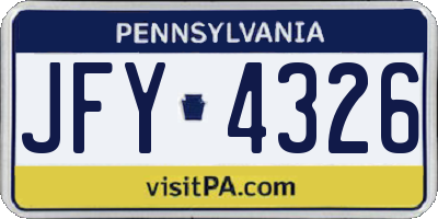 PA license plate JFY4326