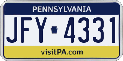 PA license plate JFY4331