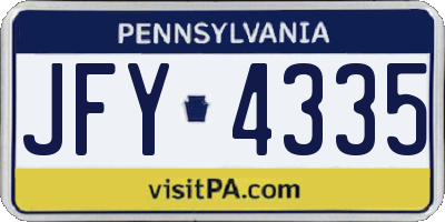 PA license plate JFY4335