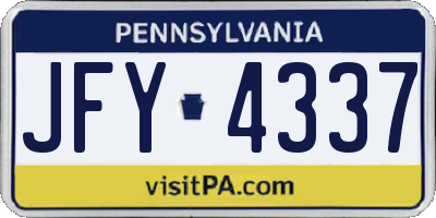 PA license plate JFY4337