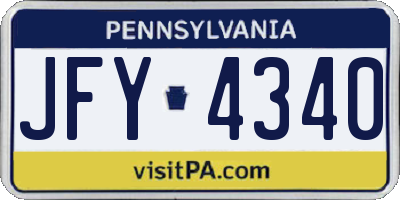 PA license plate JFY4340