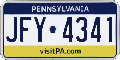 PA license plate JFY4341