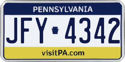 PA license plate JFY4342