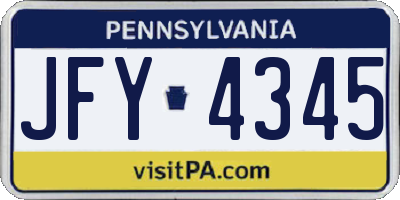 PA license plate JFY4345