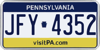 PA license plate JFY4352