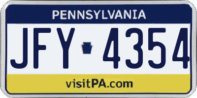 PA license plate JFY4354