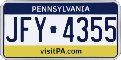 PA license plate JFY4355