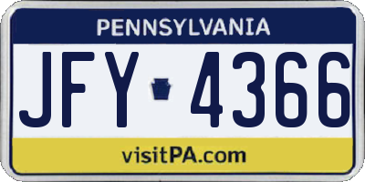 PA license plate JFY4366