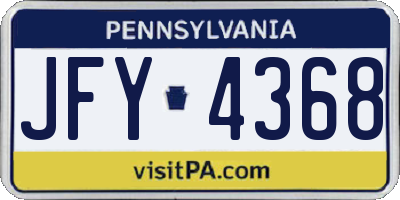 PA license plate JFY4368