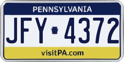 PA license plate JFY4372